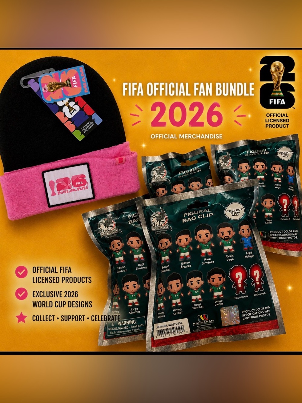 🔥⚽️FIFA 26 Fan bundle :  Beanie + 3 Collectable mystery figures